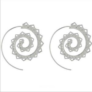 Boho Silver Spiral Earrings